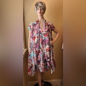 PURE ESSENCE Long Floral Open Vest matches a Dress sold separately.